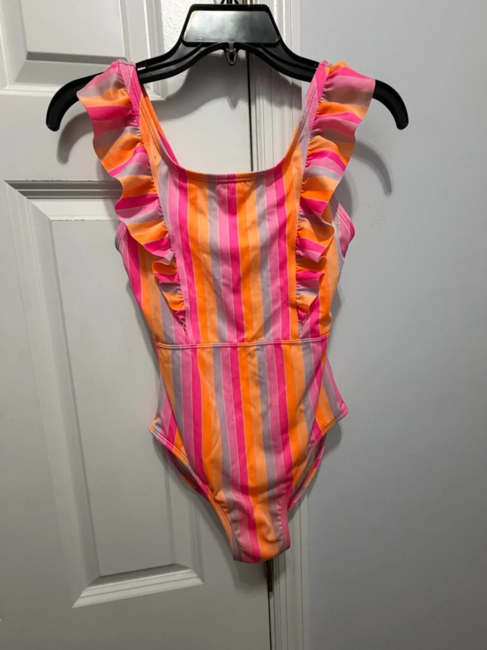 Cat & Jack orange and Pink one piece Swimsuit  size XL (14)